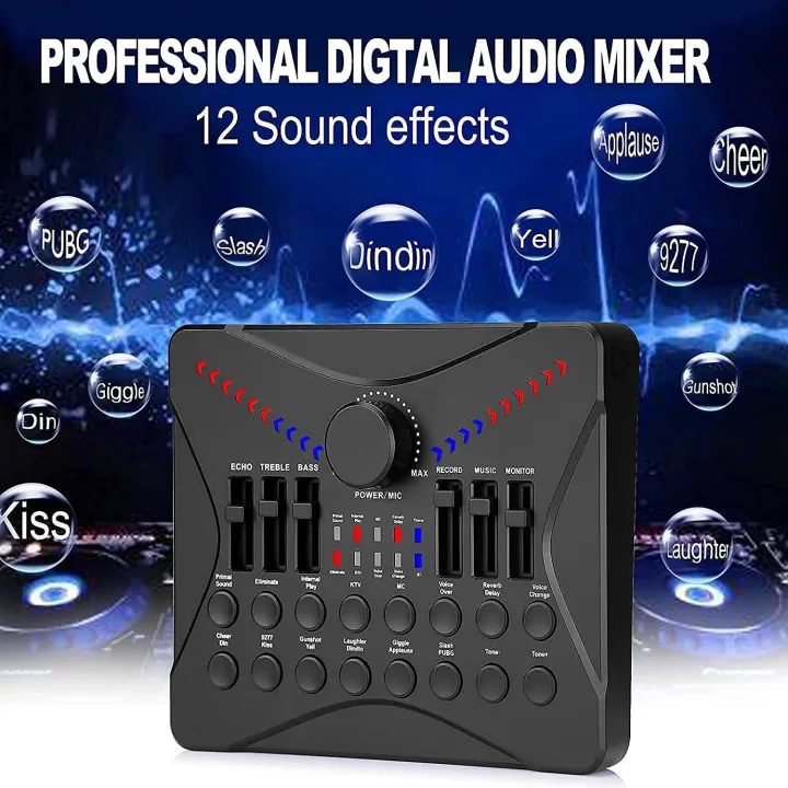 UC02 Live Sound Card Voice Changer for Podcasting Mixer, Sound Card