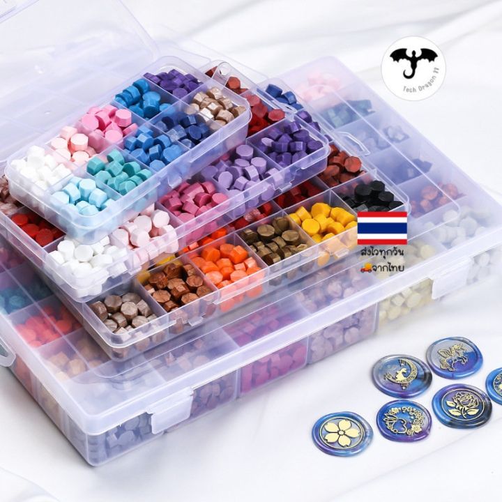 ส่งไวจากไทย-เม็ดครั่ง-เซ็ทกล่องรวมสี-เม็ดขี้ผึ้ง-ตราประทับครั่ง-octagonal-wax-bead-box-set-sealing-wax-stamp