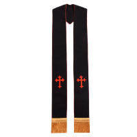 Clergy Black Stole Priest Cross ชุดปัก