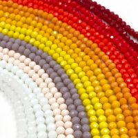 ☃ Yellow Red Color 2/3/4/6/8mm Rondelle Austria Faceted Crystal Glass Beads for Jewelry Making Loose Spacer Beads DIY Bracelet