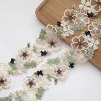 1Yard 3D Flower Lace Trim   Colored Flower Embroidery lace Ribbon for Dress /Wedding/Bridal DIY Sewing Decoration 6.5CM Wide Pipe Fittings Accessories