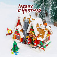 1026PCS Christmas Hut Building Blocks Creative City Street View Santa Claus Snow House ประกอบอิฐเด็ก Diy ของเล่น Gifts