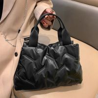 Winter Quilted Nylon Shopper Tote Bag Large Capacity Shoulder Bag Fashion Space Pad Cotton Casual Top-Handle Bag Design Handbags