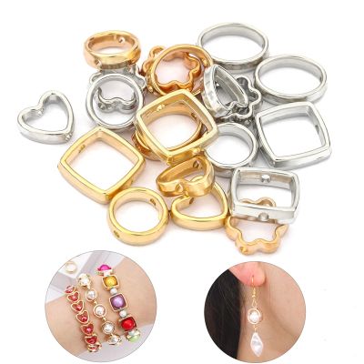 50pcs Two Hole CCB Heart Flower Oval Circle Frame Beads Spacer Connectors for Diy Bracelet Earrings Pendants Jewelry Making