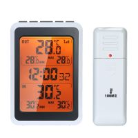 Indoor Outdoor Wireless Thermometer Digital Room Temperature Monitor Up to 328ft Away with Time Alarm Clock Backlight