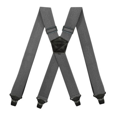 Heavy Duty Work Suspenders for Men 3.8cm Wide X-Back with 4 Plastic Gripper Clasps Adjustable Elastic Trouser Pants Braces Strap