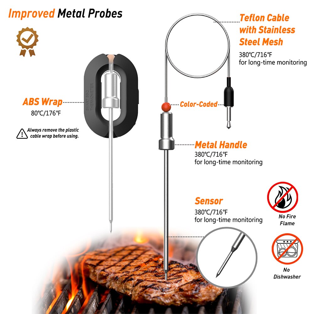 20℃ to 250℃ Temp Probe for Grilling for Water Smoker Multimeter 10pcs Thermal Probe