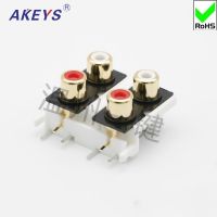 1 PC AV4-8.4-9 Gold-plated Core Socket Lotus Block of 6-foot RCA Socket 4-hole PCB Welded Audio and Video Socket