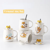 การ์ตูนน่ารัก Shiba Inu แก้วบ้านแก้วเซรามิคนักเรียนหญิงสำนักงาน Corgi แก้วคู่ Shiba Inu Mug