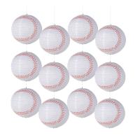 Cotton Paper Folding Paper Lantern Sports Team Party Baseball Hanging Lantern Softball Party Decorations 12 Pieces