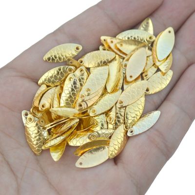 Fishing Lure Blade 50pcs Willow Leaf Shape Small Gold Silver Fish Scale Spinner Rings Blades DIY Fishing Spoon Accessories Accessories