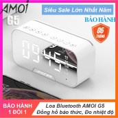 Loa bluetooth 3in1 loa bluetooth kèm đồng hồ báo thức Amoi G5, nhiệt độ, loa âm thanh siêu hay, bass trầm ấm, pin trâu Có thể làm gương soi tương thích với mọi hệ điều hành iOs android
