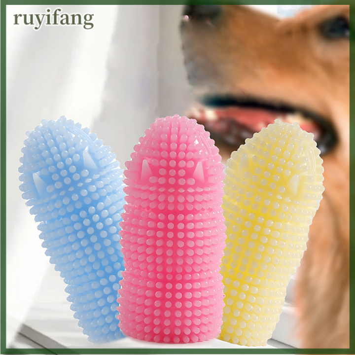 ruyifang-แปรงสีฟันขนนุ่มมากสำหรับสัตว์เลี้ยงสำหรับสุนัขทำความสะอาดฟันอุปกรณ์ทำความสะอาดฟันซิลิโคนไม่เป็นพิษ