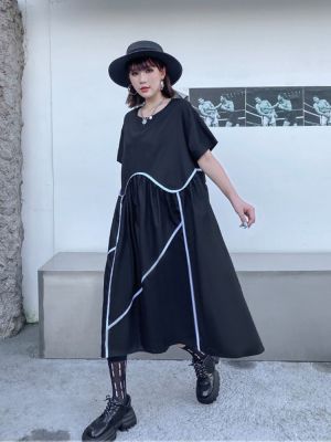 XITAO Dress Black Loose Casual Fashion Women T-shirt Dress