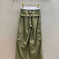 【High Quality】Spring/Autumn 2023 Vintage Black Letter Elastic Ribbon High Waist Wide Leg cargo pants for Women