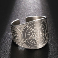 Dawapara Sigil Of Baphomet Inverted Pentagram Stainless Steel Ring Protection Amulet นิกายคาถาคริสตจักรของซาตานเครื่องประดับ