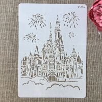 ♕ A4 29cm Palace Castle Building DIY Layering Stencils Wall Painting Scrapbook Coloring Embossing Album Decorative Template