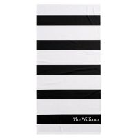 Elegant Classic Black and White Stripes Beach Face Kitchen Towel Personalised Name Beach Bath Towel Engagement Anniversary Gifts