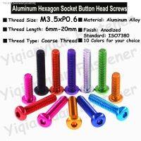 ◘ 5Pcs M3.5x6mm-20mm ISO7380 Colourful Aluminum Hexagon Socket Button Head Screws Allen Key Screws with Coarse Thread 10 Colors