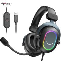 【DT】hot！ Fifine Headset with Mic Over-Ear Headphones 7.1 Surround Sound PS4 PS5 3 Options Game Movie Music