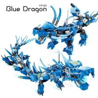 NEW LEGO 2in1 MOC DIY Flying Blue Ninja Dragon Fighting Mech Set Figures Model Building Blocks Toys for Boys Children Kids Birthday Gifts