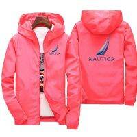 Nautica แจ็กเก็ตทรงหลวมสำหรับผู้ชาย,แจ็คเก็ตมีฮู้ดทรงหลวมสำหรับเสื้อกันฝนปีนเขาท่องเที่ยวกลางแจ้งฤดูใบไม้ผลิ/ฤดูใบไม้ร่วง