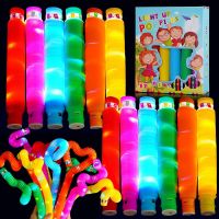 DIY Luminous Pop Tubes LED Fluorescent Color Stretched Plastic Tube Corrugated Telescopic Tube Vent Decompression Toy