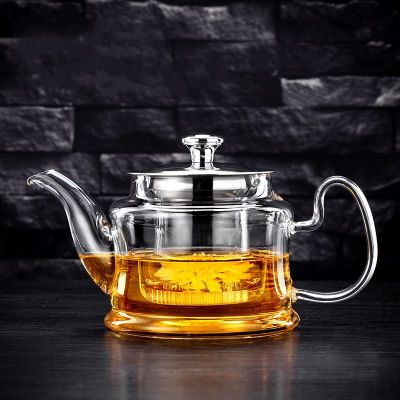 ทนความร้อนโปร่งใสชุดน้ำชากระจกหม้อหนาฝาสแตนเลสที่มีในตัวท่อระบายน้ำชาเครื่องดื่ม,หม้อน้ำผลไม้