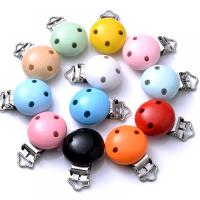 5Pcs/Lot 10 Colors 30mm Baby DIY Nipple Chain Essential Accessories Round Wood Pacifier Clip for Baby Safe Teething Jewelry Clips Pins Tacks