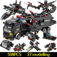 City SWAT Truck Model Ship Building Blocks Police Station Car Machine Helicopter Figures Bricks Educational Toy Christmas Gifts