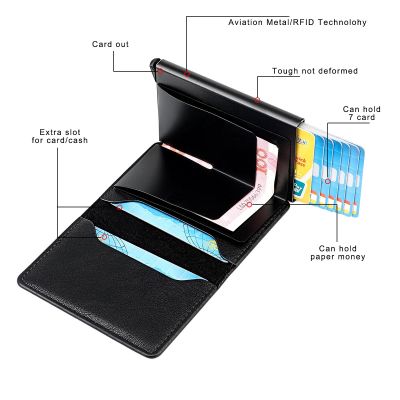 （Layor wallet） ผู้ชายกระเป๋าสตางค์ Rfid ผู้ถือบัตรกระเป๋าสตางค์สำหรับผู้ชายกระเป๋าเงินชายสั้น Walet ขนาดเล็กสมาร์ทบางกระเป๋าสตางค์กระเป๋าโลหะอลูมิเนียมกล่องถุงบัตร