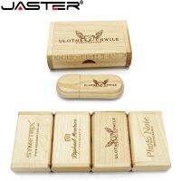 JASTER(1PCS Free LOGO)Creative Original Wooden USB Box Pen Drive 4GB 32GB 16GB 64GB 128GB USB Pendrive Memory Stick Wedding Gift