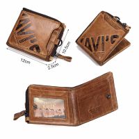 Quality Genuine Leather men Wallet new hot Brand zipper Man Purse Vintage cow leather Male card Coin Bag with iron chain