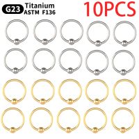 1/10/100 PCS Wholesale Ball clamping ring Nose Ring Hoop Earrings G23 Titanium Piercing Body Jewelry ASTM F136 20G 18G 16G Body jewellery