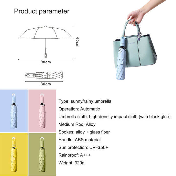 nd-new-8k-automatic-solid-color-womens-umbrella-rain-women-360-rotating-hook-handle-parasol-3-folding-windproof-sun-umbrella