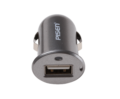 PISEN อะแดปเตอร์ชาร์จไฟในรถยนต์ iCar Charger USB 5 โวลล์ 1000mA ใช้งานโทรศัพท์ได้แม้เสียบชาร์จไฟอยู่ ชาร์จเร็ว ไม่เปลืองไฟ ปลอดภัย ไม่ร้อน - สีเทา