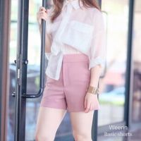 weerin basic shorts กางเกงขาสั้น เอวสูง ทรงเข้ารูปพอดีตัว เก็บเอวเก็บสะโพก อัดกาวทั้งตัว สีเหลือง สีเทา สีชมพู