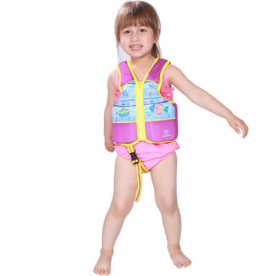 เสื้อชูชีพสำหรับเด็กผู้ชายว่ายน้ำพร้อมซิปการ์ตูนอายุ 2-6 ขวบ