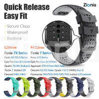 Zioinia 22มม.26มม.ผิวนาฬิกาซิลิโคนแบบสปอร์ตสายสำหรับ Garmin Fenix 7X 7 6 6X Pro Solar Sapphire 5 5X Plus 3 Approach S70 47mm S60 S62 Tactix D2 Bravo Charlie Delta PX Descent G1 Mk1 Mk2 Mk2i Enduro Instinct Forerunner 945 935 MARQ Quatix Epix Gen 2 51mm