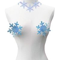 【jw】✖✑  5 pairs/lot disposable self adhesive nipples covers reflective blue dot snowflake chest invisible breast petal lady