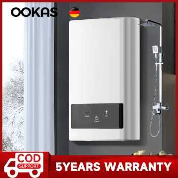 Electric Tankless Water Heater 4500W Instant Water Heaters LED Screen Hot Water  Heater with Shower Head and Bracket for Big Families (White) 