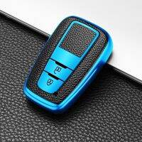 ✇☾ Car Key Case Cover For Toyota C-HR Prius 2017 2018 2019 Camry RAV 4 Keychain Leather Pattern Smart Remote Control Protector