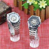 ร้อน, ร้อน★Gravitational wave Men Hand-Winding Skeleton Automatic Mechanical Stainless Steel Sport Wrist Watch