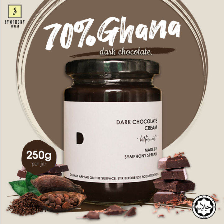 SYMPHONY [HALAL] 70 Ghana Dark Chocolate Spread (250g Jar) Lazada