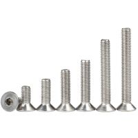 5/55pcs M2 M2.5 M3 M4 M5 M6 M8 M10 304 Stainless Steel Hexagon Hex Socket Countersunk Screw Flat Head Screw Allen Bolts DIN7991