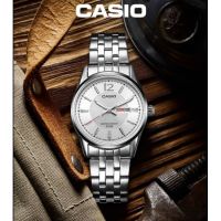 Casio นาฬิกาข้อมือผู้ชาย  รุ่น MTP-1335D-7A สายแสตนเลส หน้าปัดขาว - ของแท้100% มีรับประกันสินค้า 1ปี