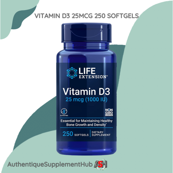 Life Extension, Vitamin D3, 25 mcg (1,000 IU), 250 Softgels Lazada PH