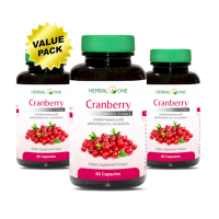 Herbal One Cranberry 3x60 Capsules เฮอร์บัลวัน แครนเบอรี่ 3x60 แคปซูล จาก อ้วยอันโอสถ (Value Pack)