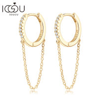 IOGOU รอบ D VVS1 Moissanite Chain Hoops ต่างหู GRA จริง925เงินต่างหูผู้หญิง2023เครื่องประดับยอดนิยมจัดส่งฟรี