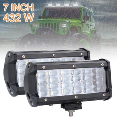 2Pcs 432W 43200LM 9V-30V ไฟ LED Quad Row Off Road Combo LED Light Bar ขับรถหมอกโคมไฟ